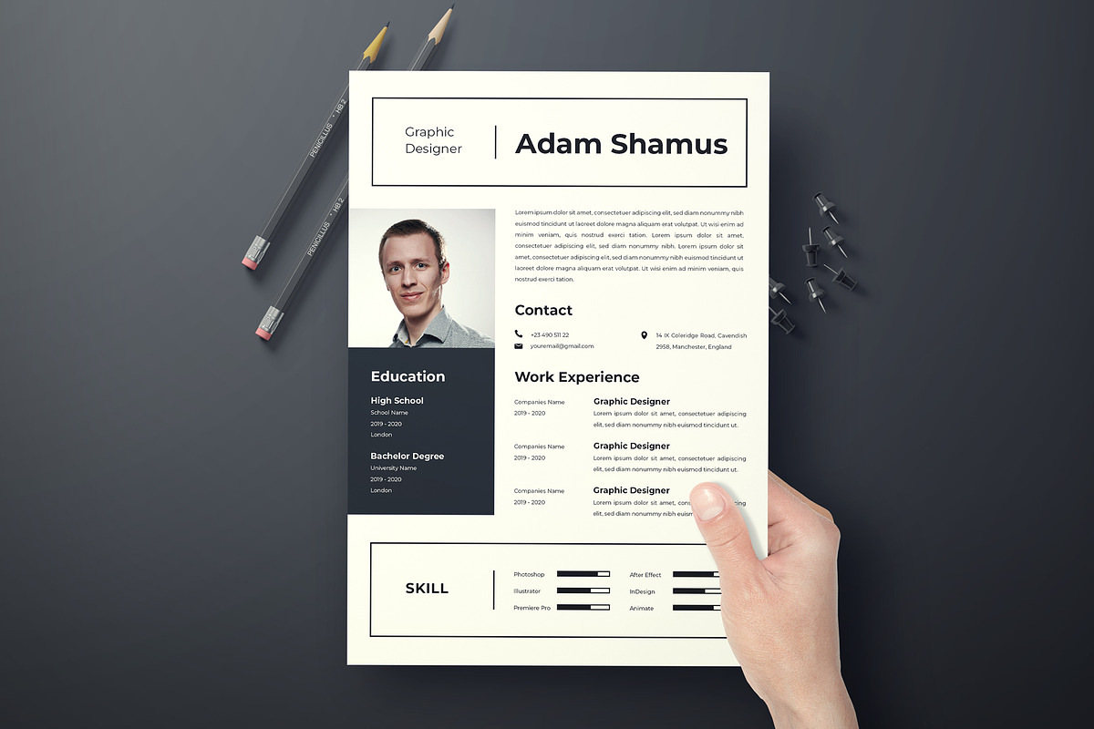 One Page Resume/CV Template, a Resume Template by Jiwstudio (Photo 1 of 3)