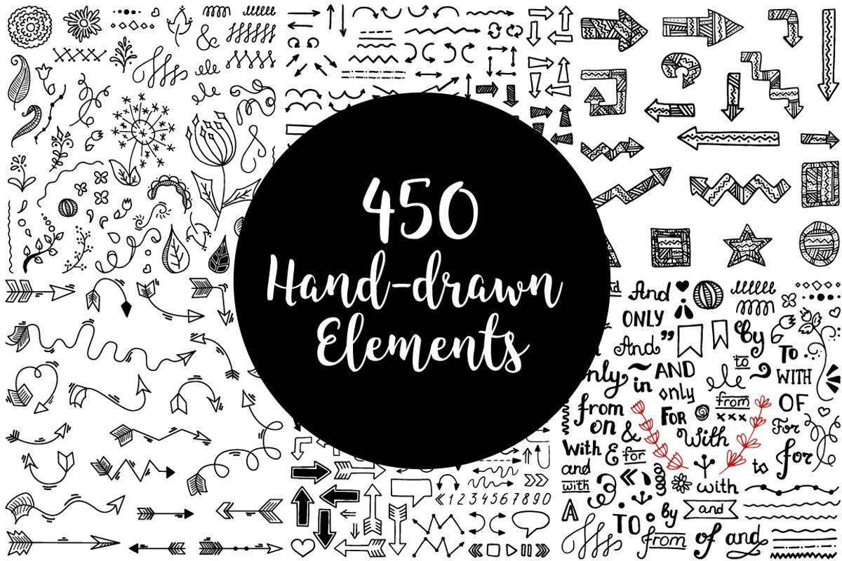 450 Hand-drawn elements, an Object Graphic by Xella Design (Photo 1 of 4)