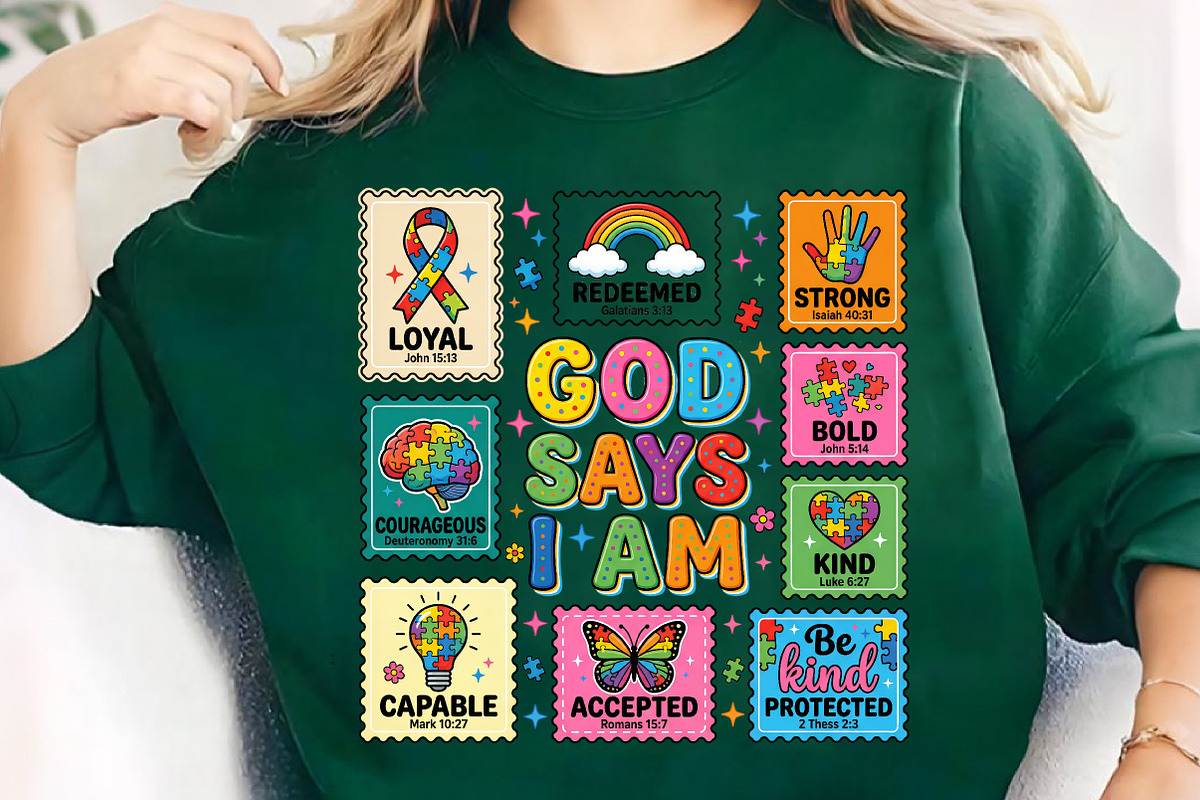 God Says I Am PNG, Autism Awareness, an Illustration by CreationArt (Photo 3 of 9)