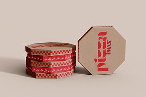 Stacked Hexagonal Pizza Boxes Mockup