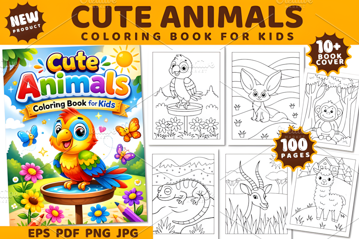 Cute Animals Coloring Book for Kids, an Animal Illustration by Design Station (Photo 1 of 3)