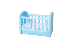 Baby cot 3d model. Newborn bed with, an Object Illustration by Valerie Bodnar