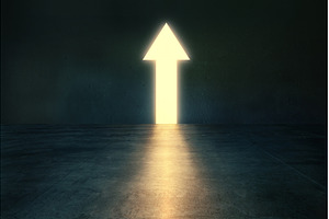 Glowing arrow pointing upward in, an Abstract Photo by Gladkov photography