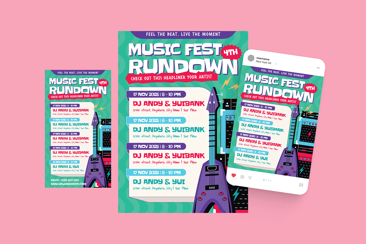 Music Fest Schedule Event Flyer, a Flyer Template by MMPixelCraft (Photo 2 of 4)