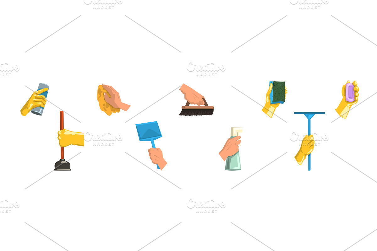 Hand with Cleaning Tool Do Domestic, an Object Illustration by TopVectors