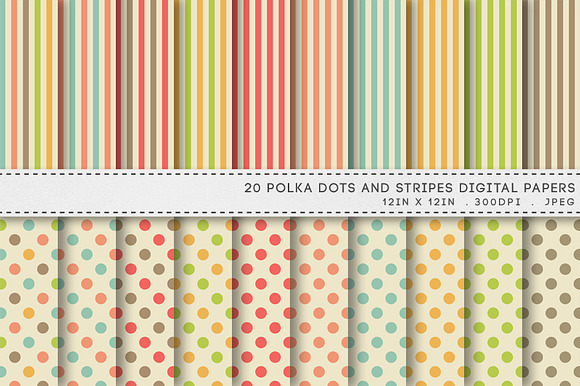 Polka Dots And Stripes Digital Paper preview 3