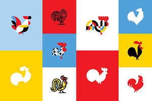 Rooster cock - vector set 