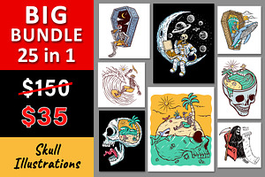 25 in 1 Bundle - Skull Illustrations