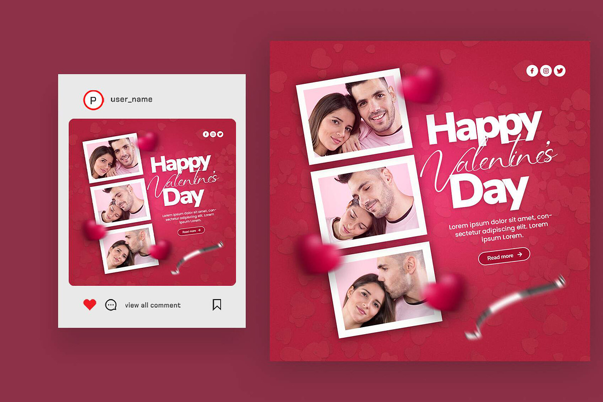 Valentine's Day Social Media Bundle, a Social Media Template by Saman Osama (Photo 6 of 14)