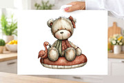 Watercolor Summer Teddy Bear Clipart, an Illustration by SVGArt (Thumbnail 2 of 9)