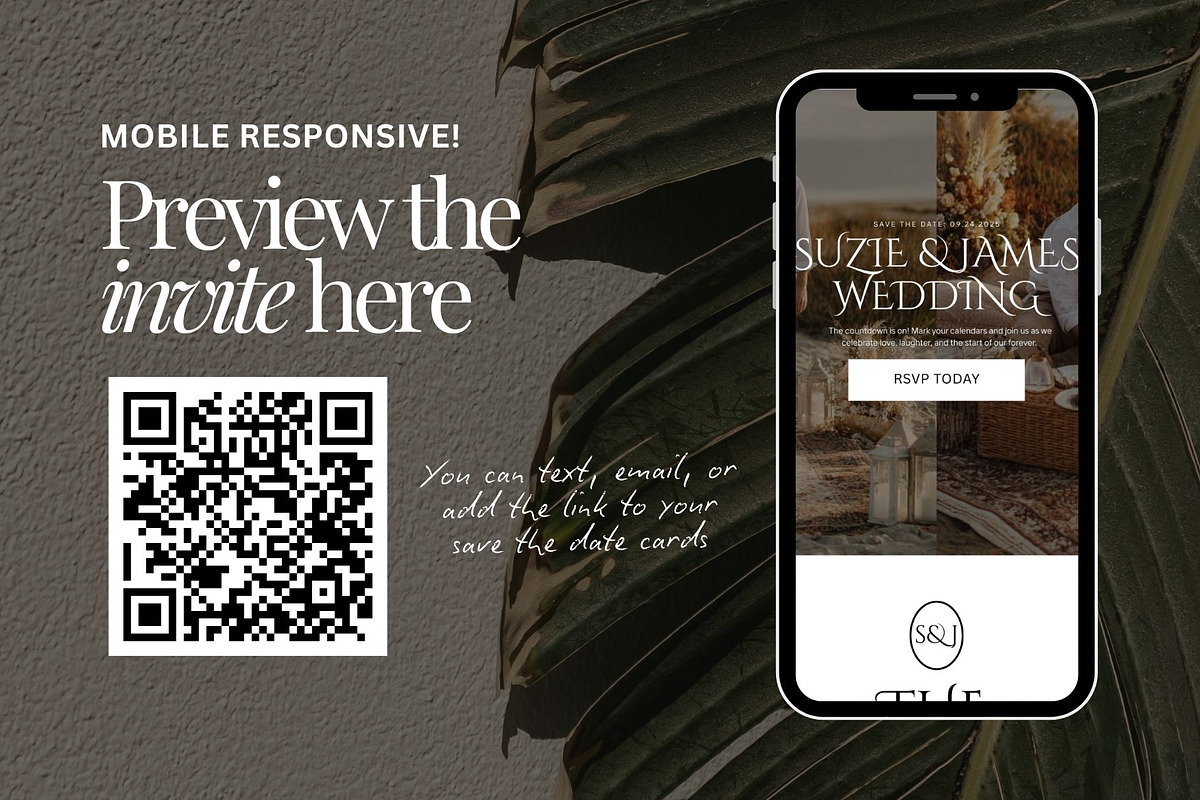 Elegant Boho Wedding Website Invite preview 2