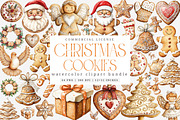 Watercolor Gingerbread Cookies PNG, an Illustration by SinaCreation (Thumbnail 1 of 7)
