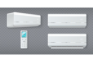 White air condition 3d units with, an Object Illustration by art PVP - market