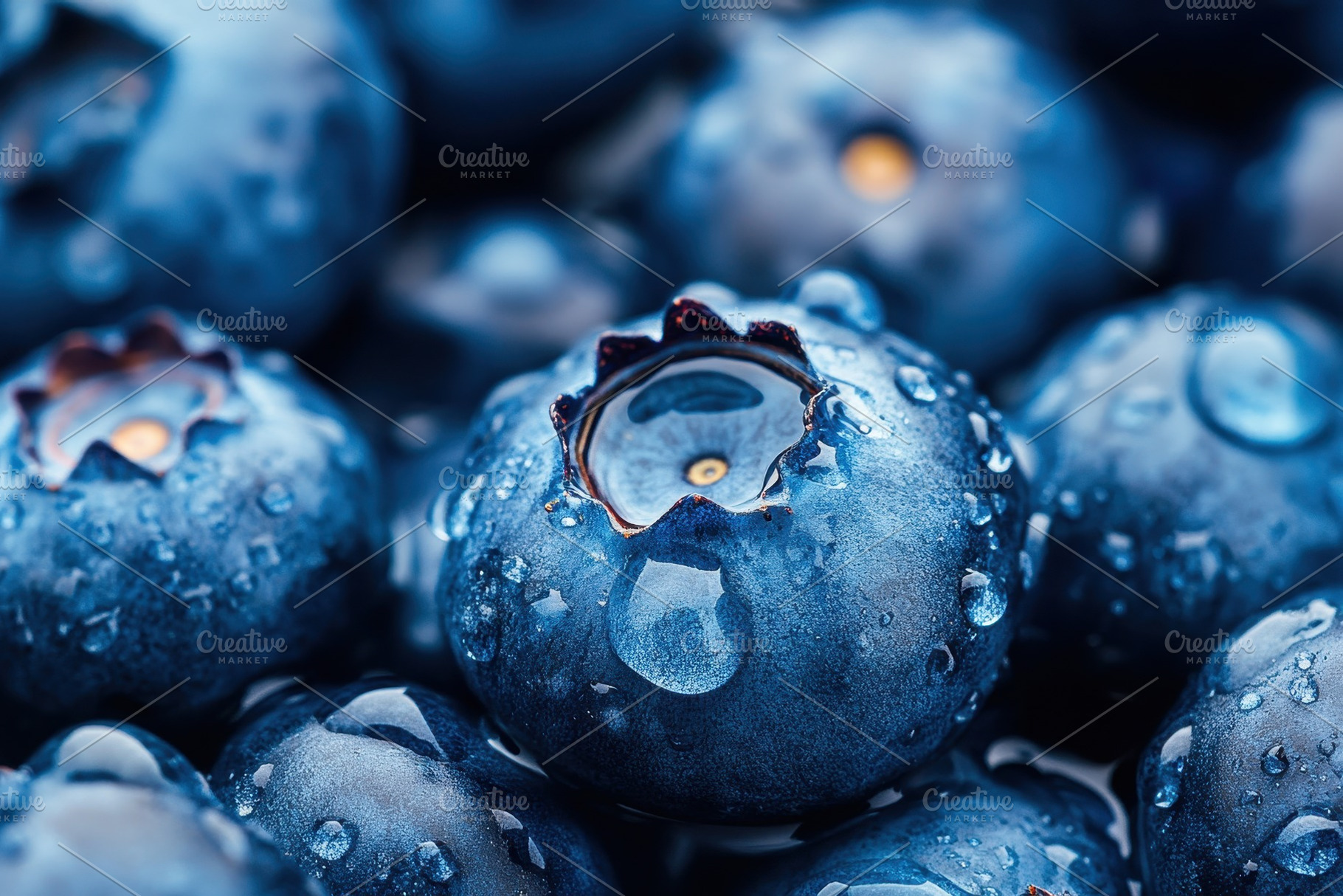 Fresh blueberries glistening, a Photo by Pavel_design