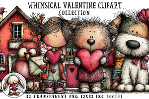 Whimsical Valentine Clipart, an Illustration by OK Design