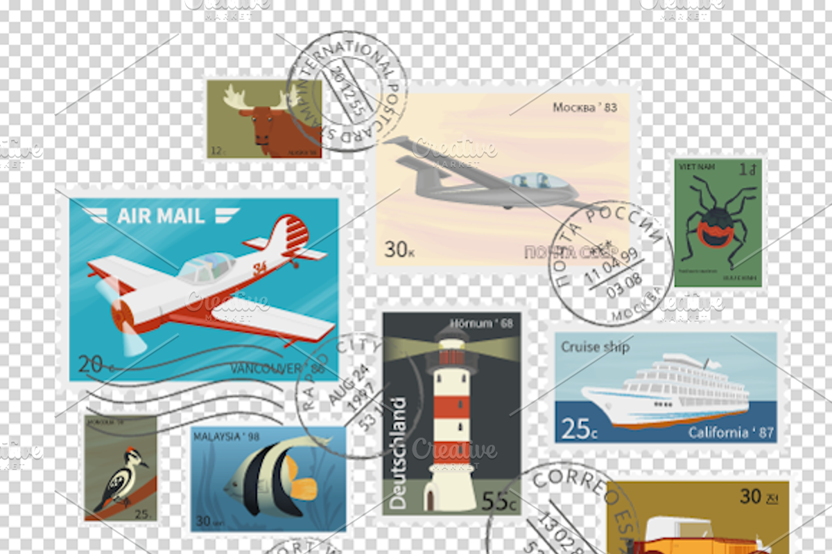 Retro postage stamps collection, an Object Graphic by Julia Tim (Photo 2 of 5)