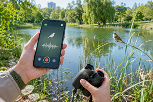 Birdwatching by a serene lake with h, a Photo by Dvoevnore photos
