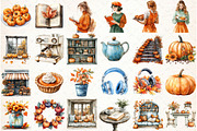 Autumn Clipart,Pumpkin Café Clipart, an Illustration by Libby Wishes (Thumbnail 2 of 7)