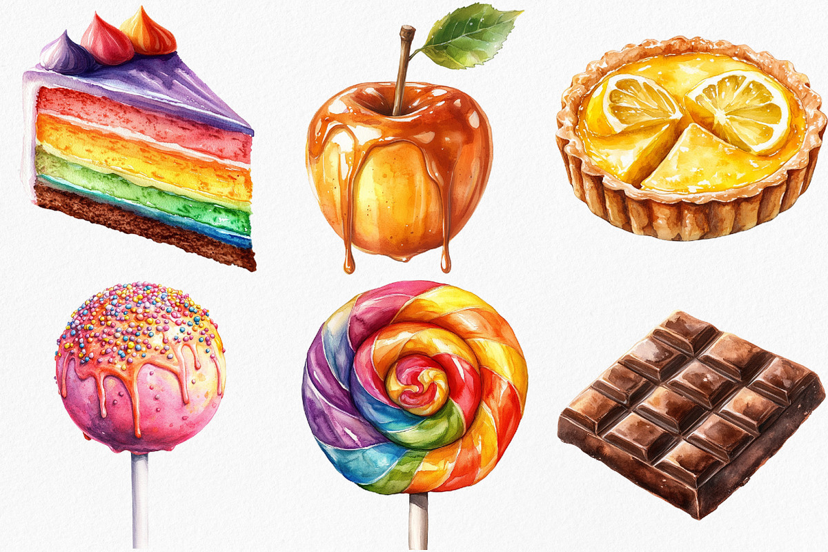 Watercolor Sweet Treats Clipart, an Illustration by Canvas Craft (Photo 2 of 7)