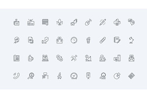 Office worker work workplace icons, a Technology Illustration by Lemberg Vector