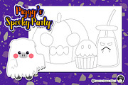 Piggy Spooky Party Coloring Pages, an Education Illustration by Cozy Cat Design (Thumbnail 4 of 7)