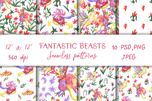 Fantastic Beasts Seamless Pattern