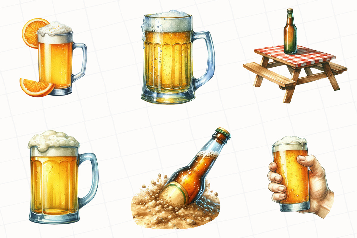 Vintage Summer Beer Clipart, an Illustration by OK Design (Photo 4 of 5)