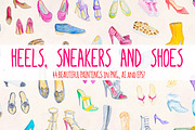 Heels Sneakers and Shoes Watercolor, a Person Illustration by Violet LeBeaux (Thumbnail 2 of 3)