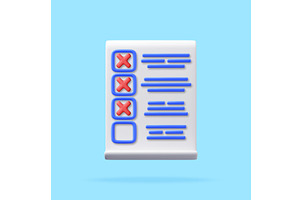 3d checklist with red cross marks on, an Object Illustration by Abscent
