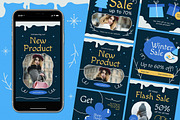 Blue Winter Sale Instagram Set, a Social Media Template by Aiyari Graphic (Thumbnail 1 of 3)