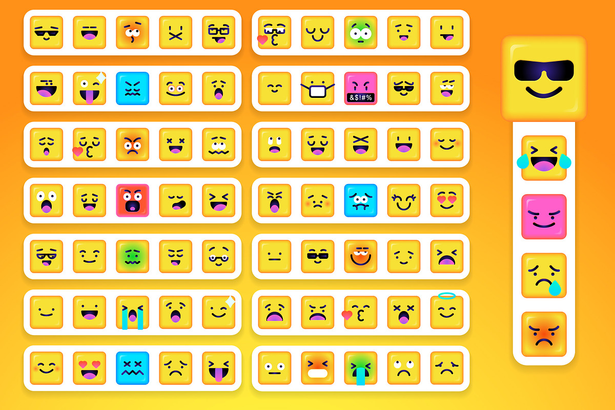 75 Square Emoji Smileys, an Emoji Icon by karnofff (Photo 4 of 5)