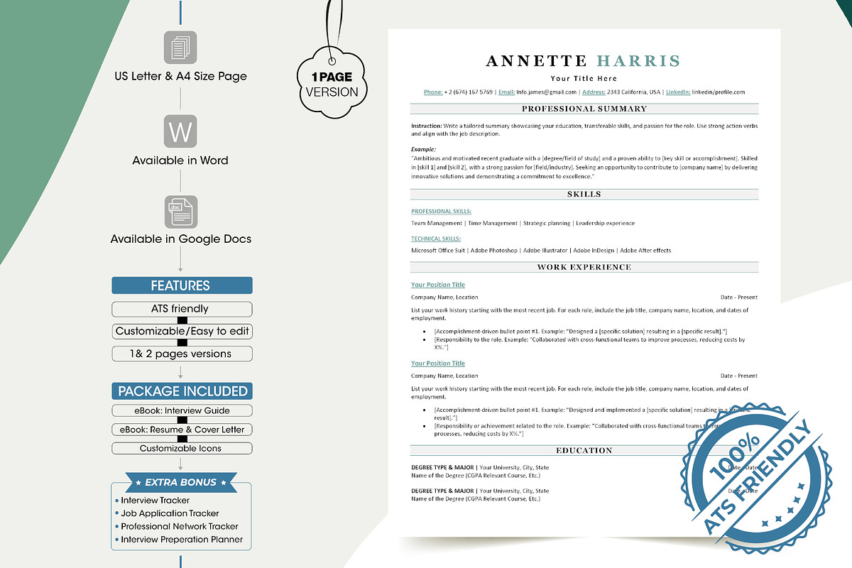 Minimalist ATS Resume Template, a Resume Template by Design_Xlab (Photo 1 of 10)