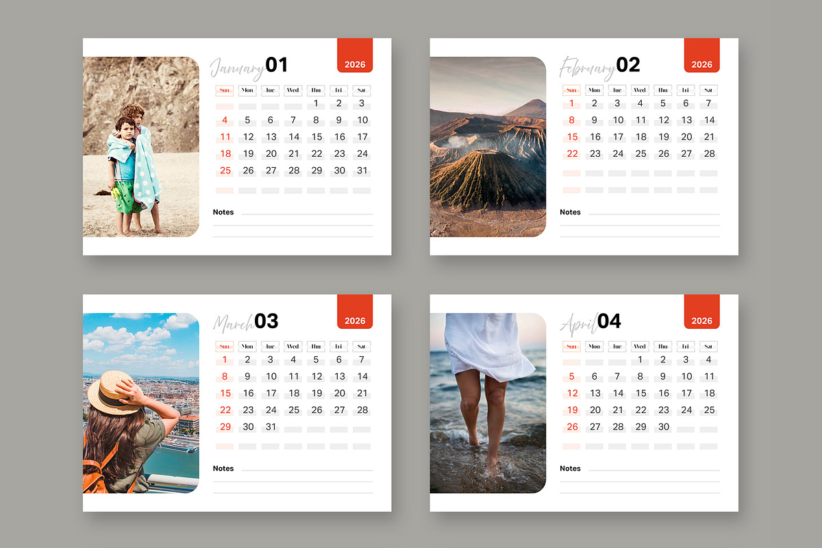 Modern Desk Calendar 2026 for Office, a Stationery Template by ContestDesign (Photo 2 of 4)