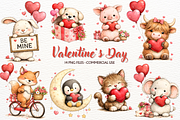 Whimsical Valentine's Day Animal PNG, an Animal Illustration by SugarCloudStudioArt (Thumbnail 1 of 4)
