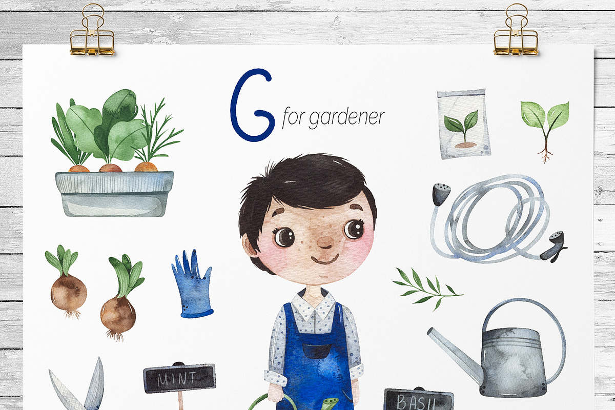 Cute Alphabet Professions. Part 1, an Object Graphic by Kate_Rina (Photo 10 of 21)