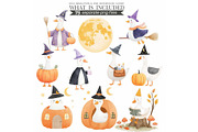 Witchy Goose Halloween Clipart Set, an Illustration by CharmClipart (Thumbnail 3 of 9)