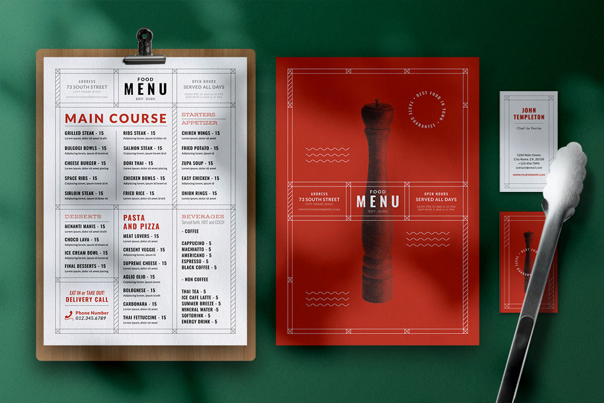 Modern Food Menu, a Print Template by The Savory Directors (Photo 3 of 3)