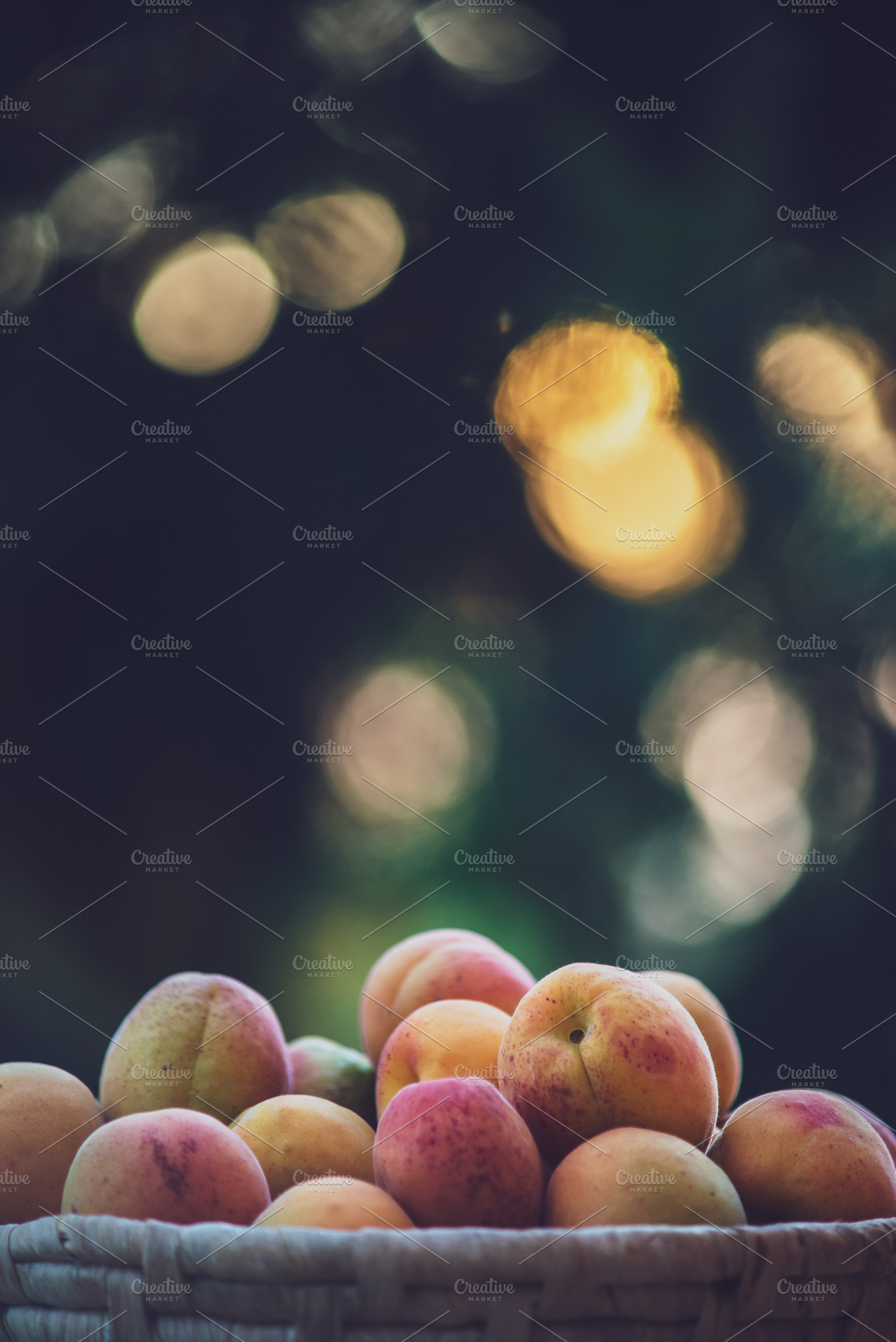 Ripe apricots on the basket stock photo containing apricot and peach, a Food & Drink Photo by Mark Borbely