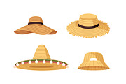 Straw hats set. Summer headwear, an Object Illustration by Good Studio (Thumbnail 3 of 4)