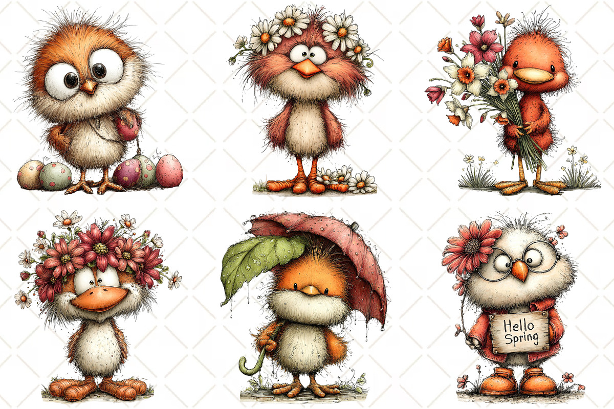 Whimsical Spring Chick Clipart, an Illustration by Black Bird Studio (Photo 4 of 5)