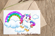 Sparkling Rainbow Unicorns Clipart, an Animal Illustration by ArtedeCatrin (Thumbnail 5 of 6)