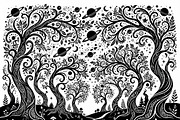 50 Mystical Galaxy Forest Silhouette, a Technology Illustration by Amazin_art (Thumbnail 40 of 41)