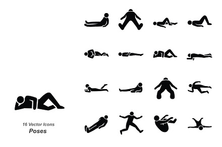 Poses glyph vector icons