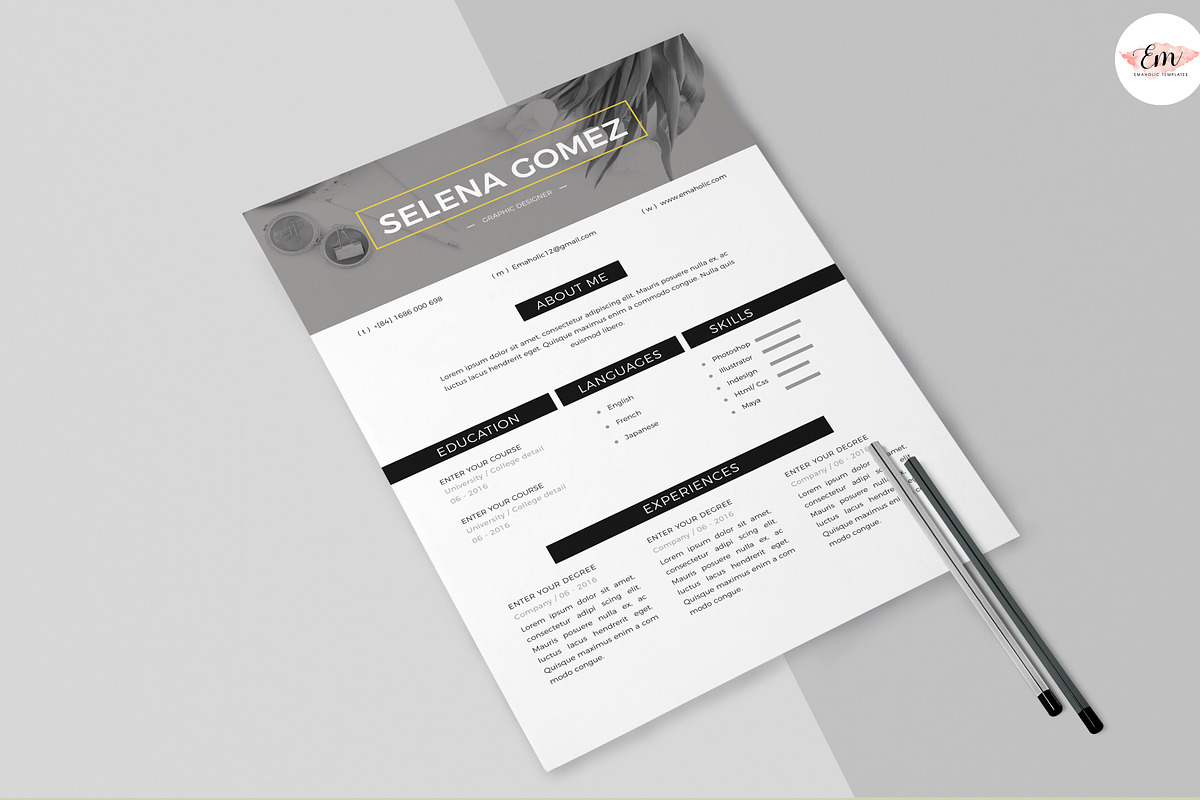 Modern 1 Page Resume Template, a Resume Template by Emaholic Template (Photo 4 of 5)
