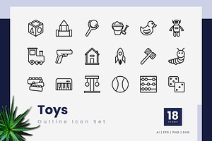 Toys Outline Icons, an Outline Icon by Zeer Graphic