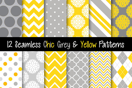 Seamless Chic Grey and Yellow Papers