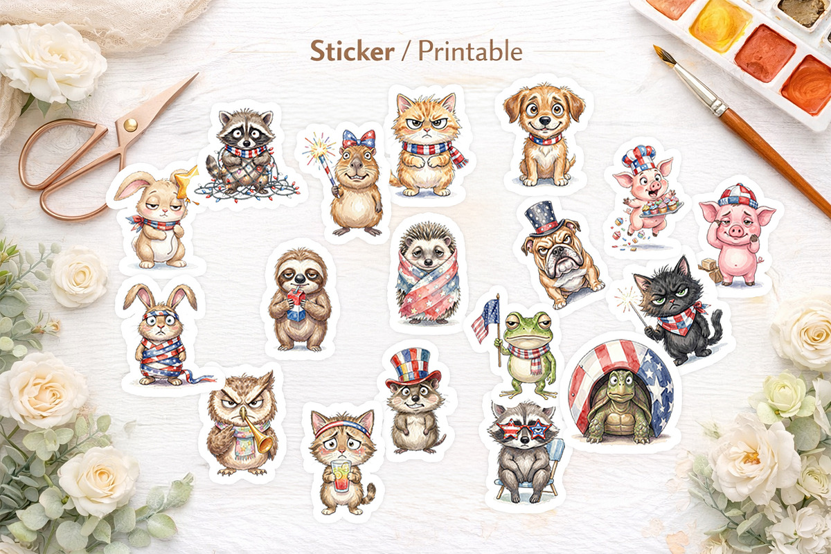 Funny Patriotic Animal PNG, an Illustration by Artnoy (Photo 6 of 8)