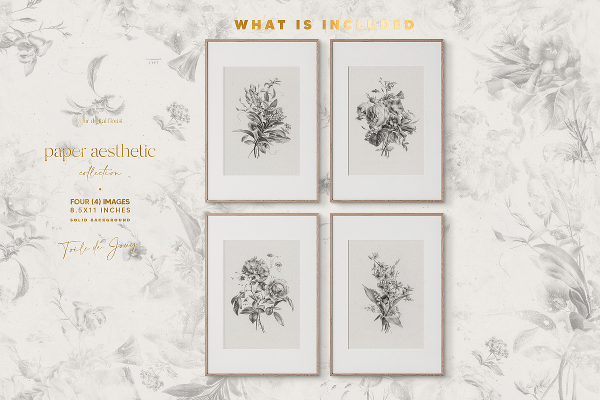 Toile Black and White Floral Pattern, a Pattern Graphic by paper aesthetic (Photo 6 of 10)