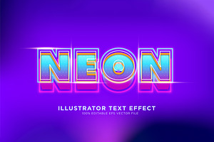 Neon Illustrator Text Effect Vector