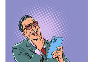 Pop Art Retro Man in suit reacts, a Technology Illustration by studiostoks